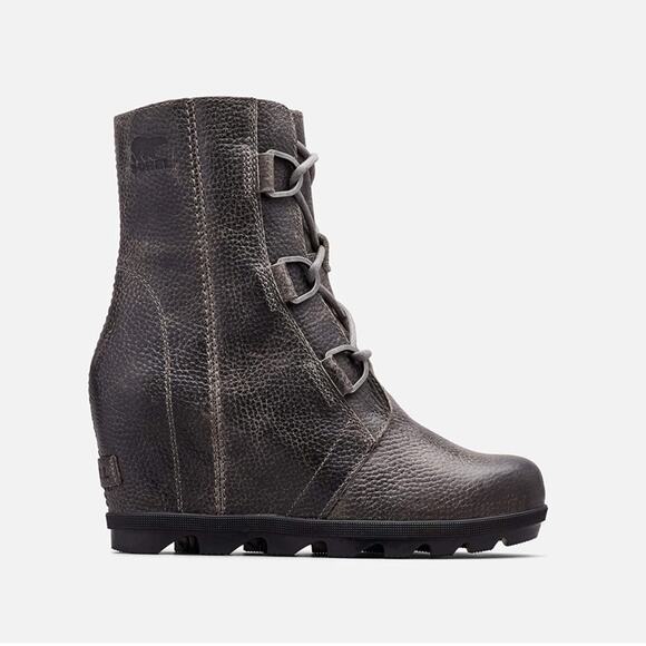 Sorel Women's Gray Joan of Arctic Wedge II Leather Boots Quarry  Size 9.5 - Picture 2 of 7